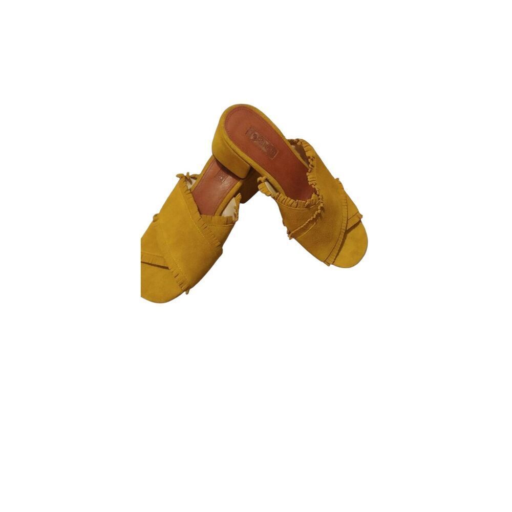 Topshop Nancy Fringe Yellow Heel Sandals Size EU 38 ~ US 7.5 to 8